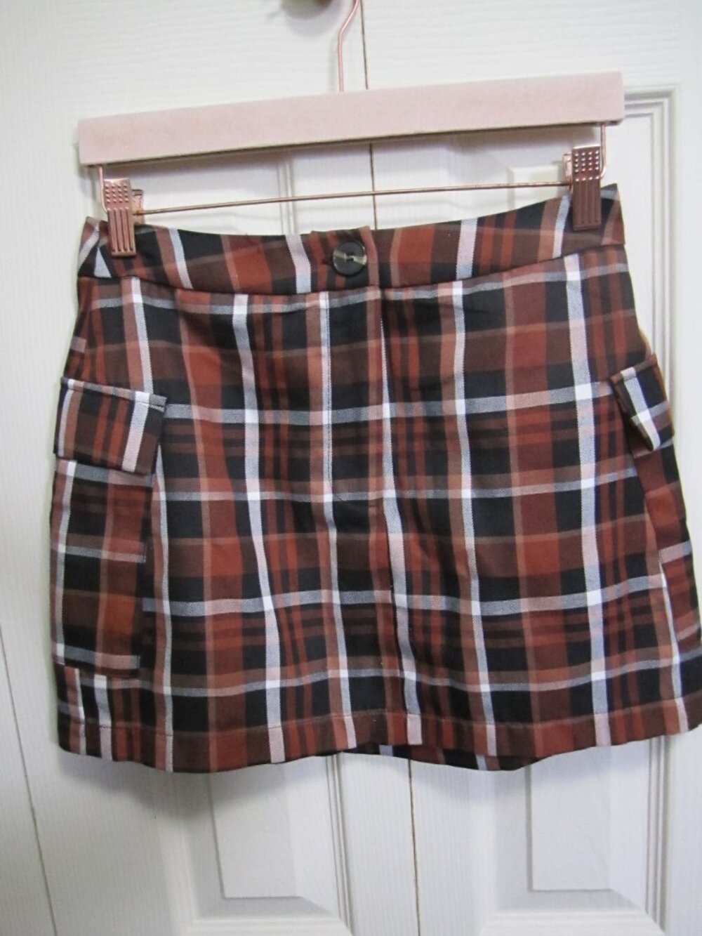 Forever 21 Brown Plaid Mini Skirt with Black and White Accents